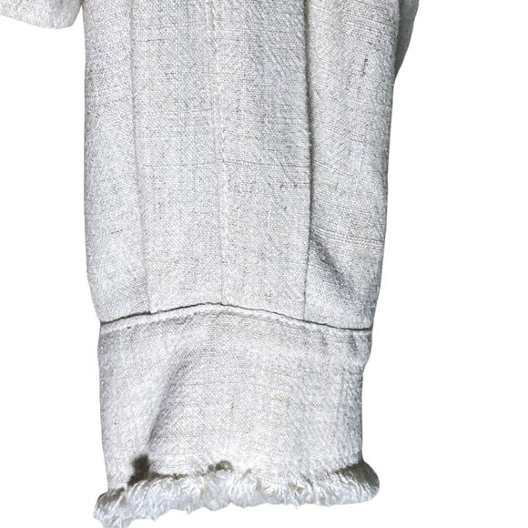 Umgee Textured Linen/Cotton Oversized Frayed Collar Draw String Waist Oatmeal Si - Picture 8 of 11